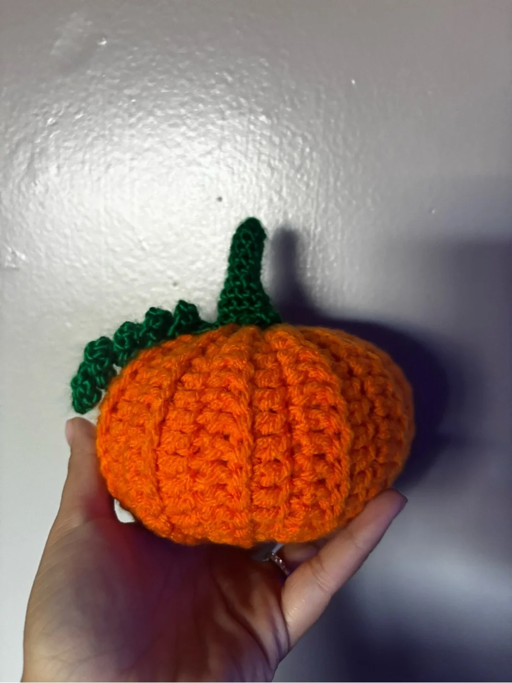 Handmade Orange Crochet Pumpkin with Green Stem - Home Accents